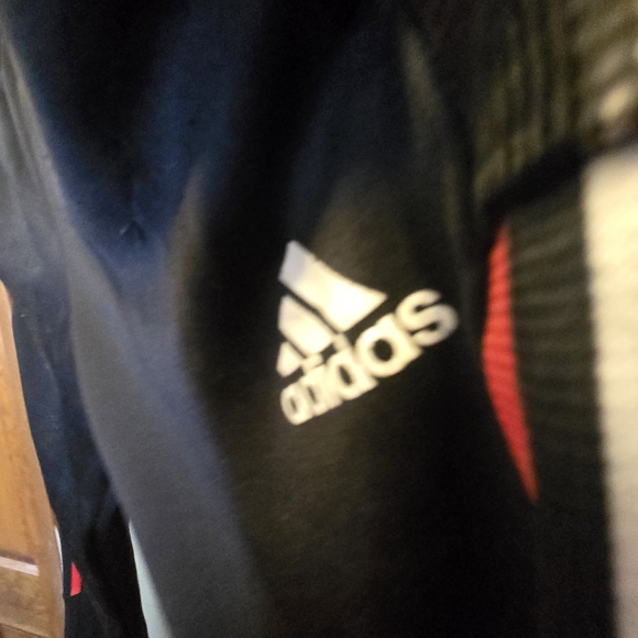 Adidas Kids Black Track Pants with Red and Blue Stripes - Picture 5 of 11